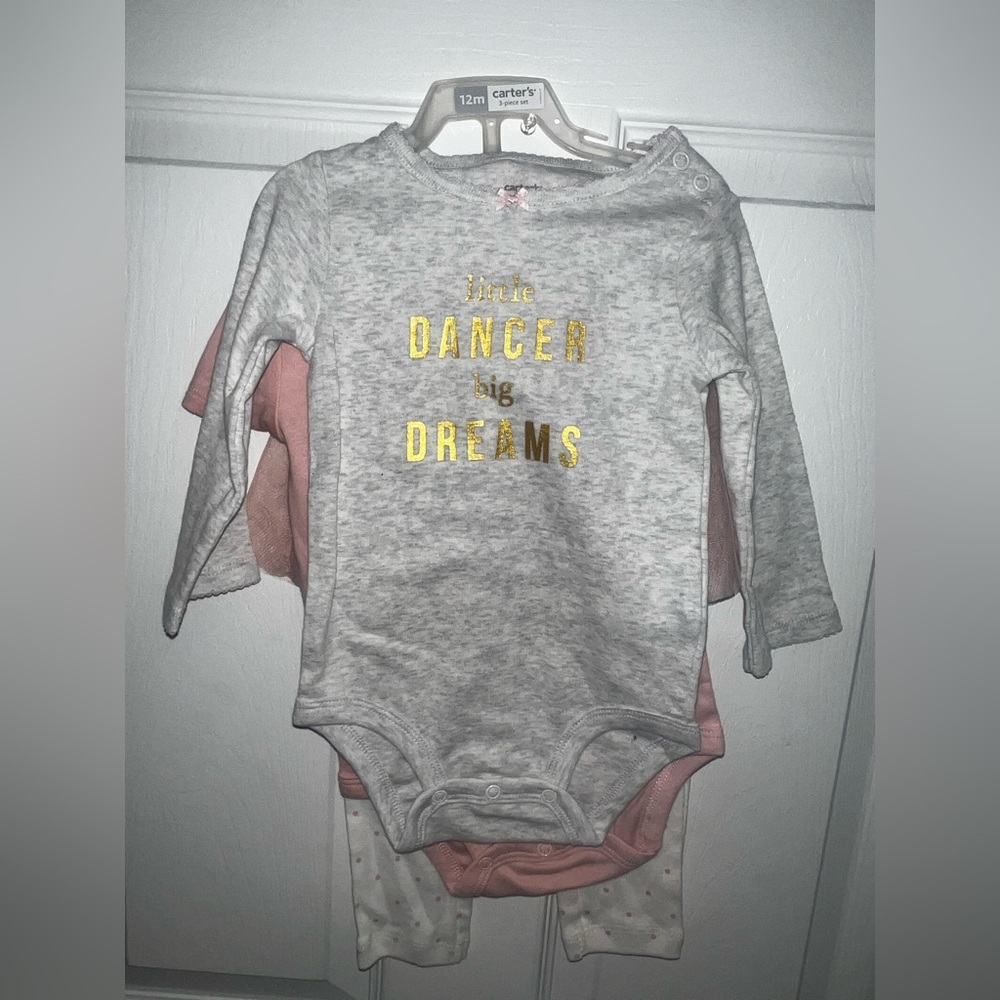 Carters 3 piece onesie and leggings with attached tutu 12 months